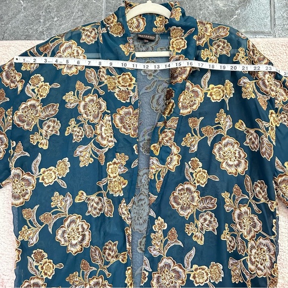 Shyanne Teal Floral Duster Kimono One Size Travel Boho Festival Beach Coverup - Picture 6 of 12